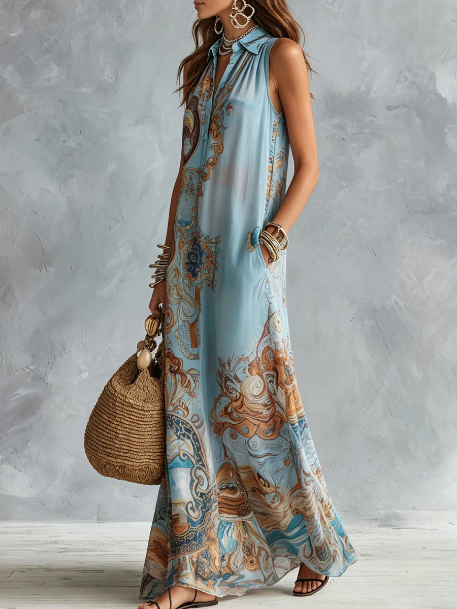 Donatella | Maxi Chemisier con Estampa Barroca