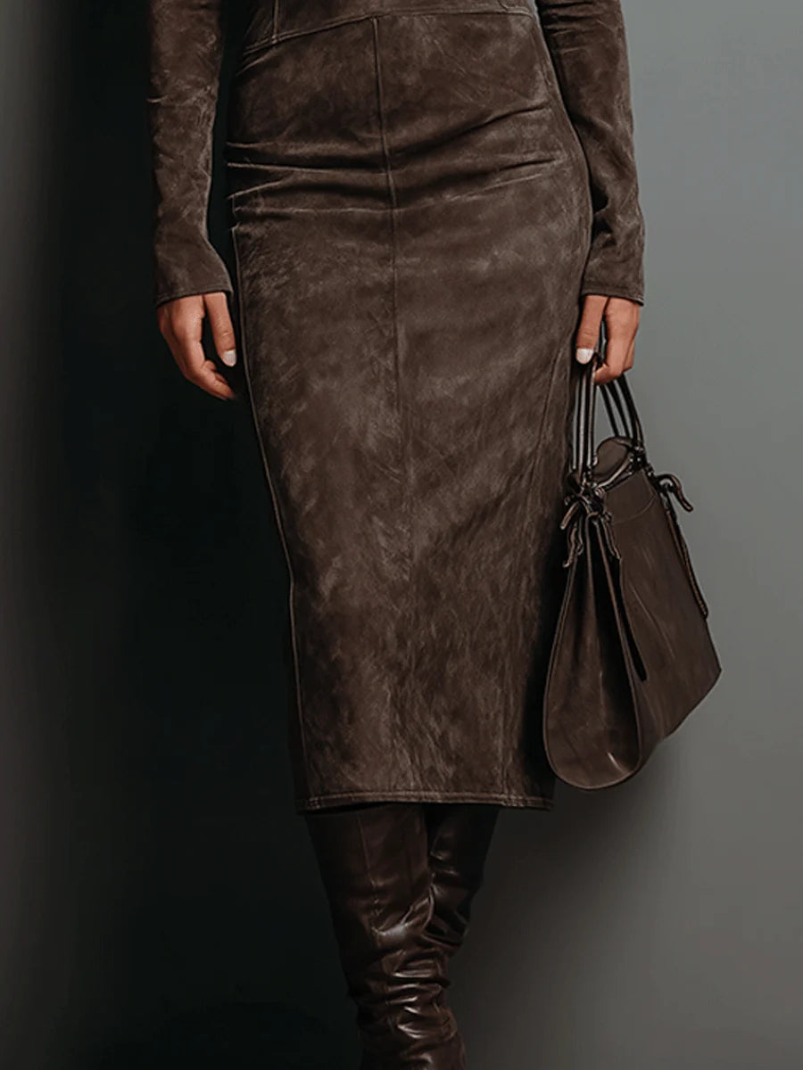 Lorène | Vestido midi efecto ante
