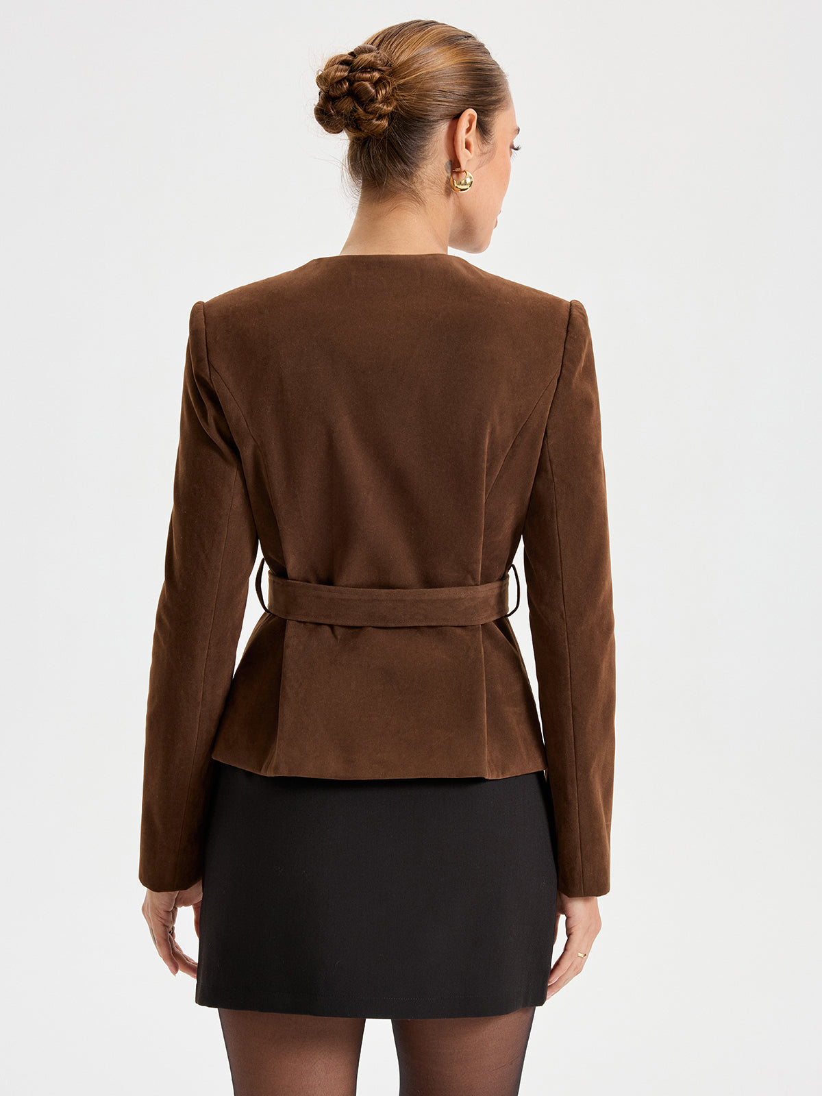 Cecilia | Blazer Efecto Ante con Cinturón