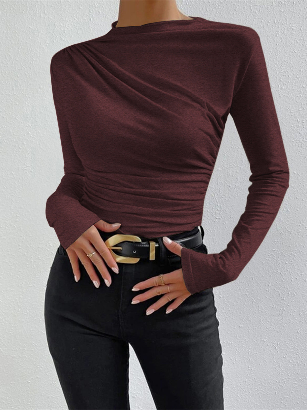Elsa | Top Fruncido de Cuello Alto