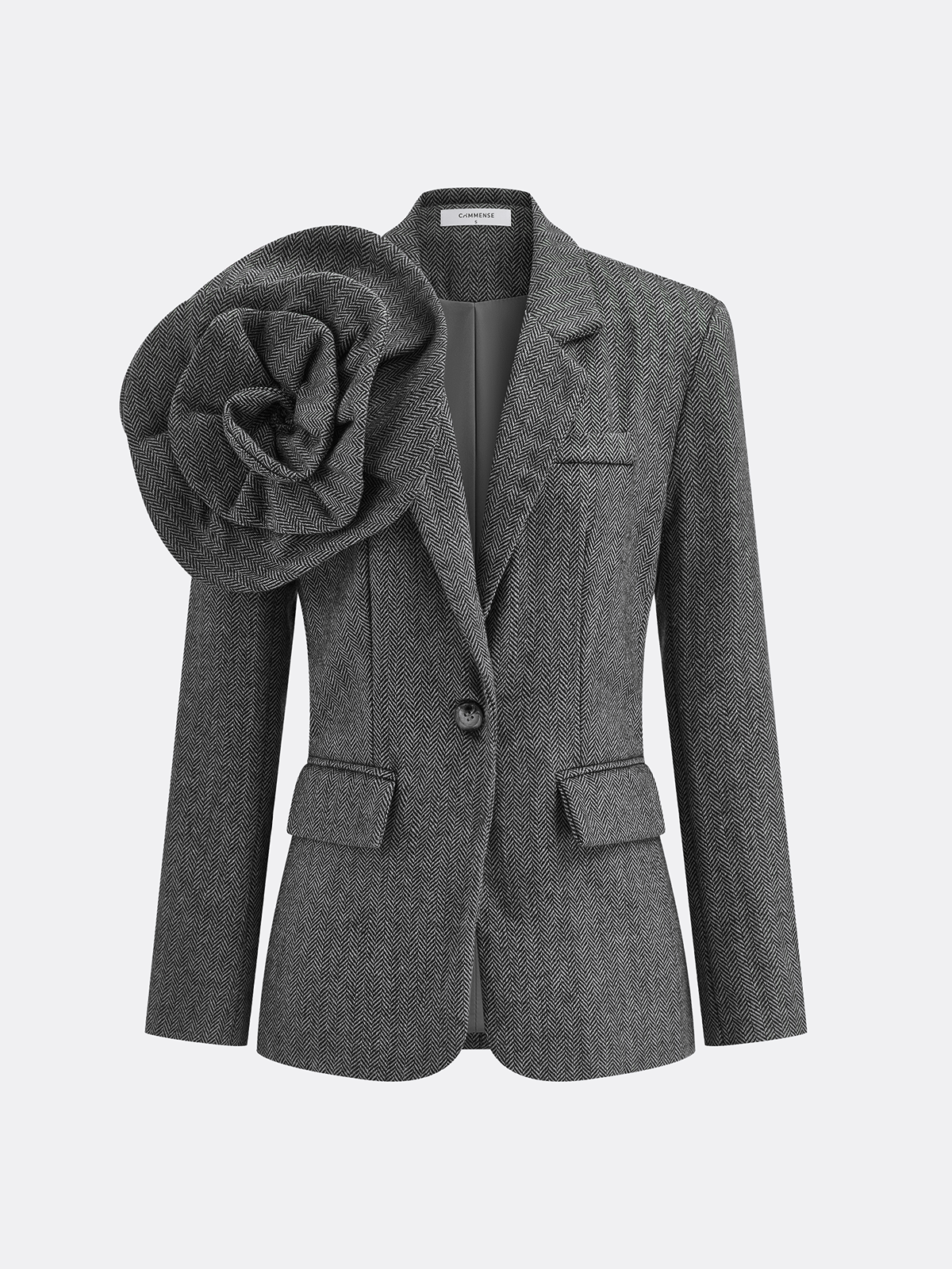 Lucila | Blazer de Tweed con Flor en Relieve