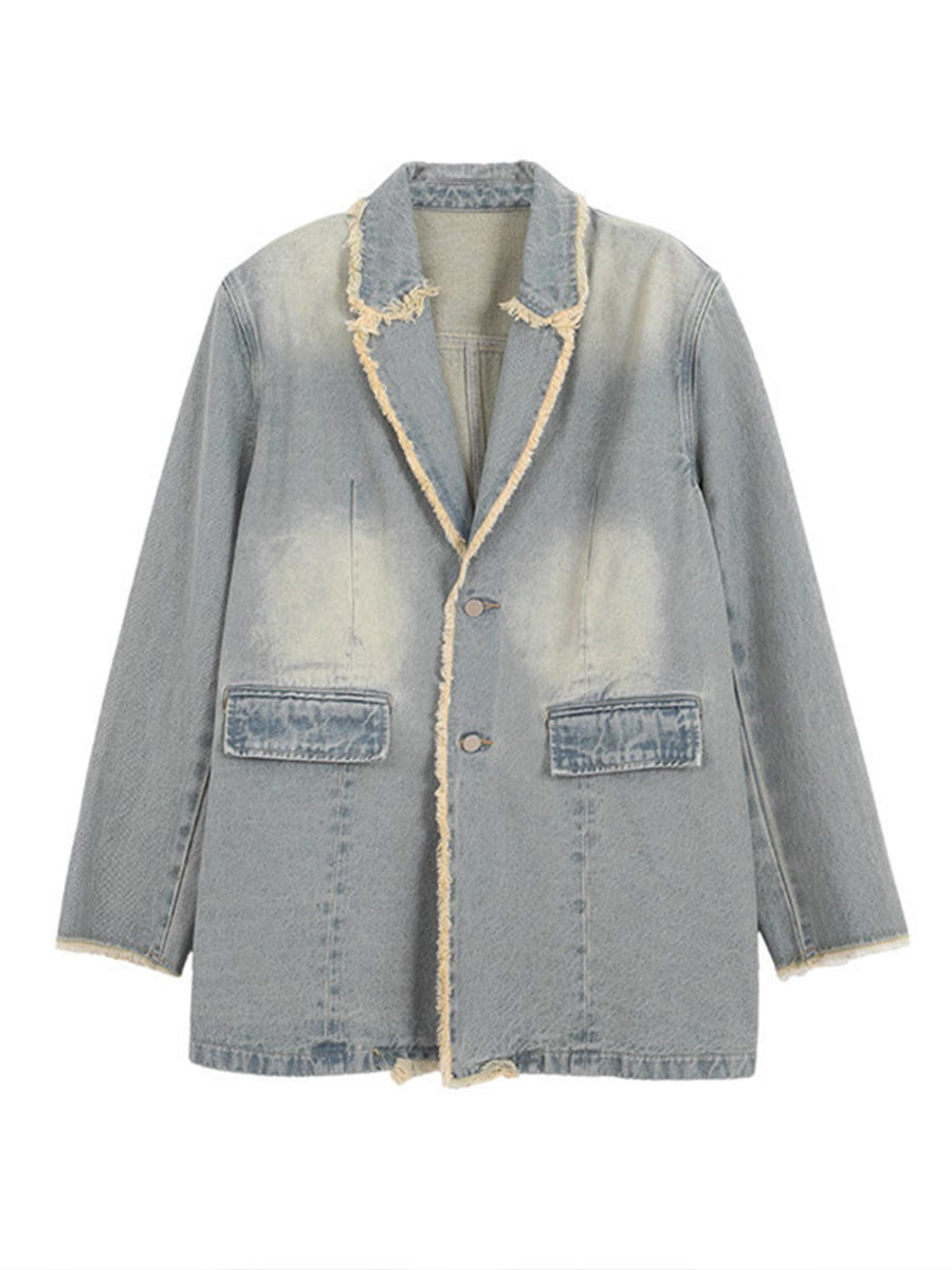 Dionne | Blazer Oversize Estilo Vintage con Borde Vivo - chaqueta de mujer, detalle | Chloe Bennett
