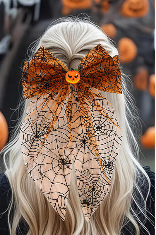Large Halloween Mesh Bow Hair Clip - accesorio de pelo, vista principal | Chloe Bennett