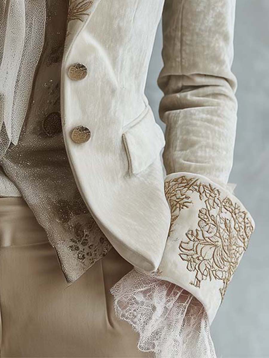 Blazer Sastre Marfil Bordado