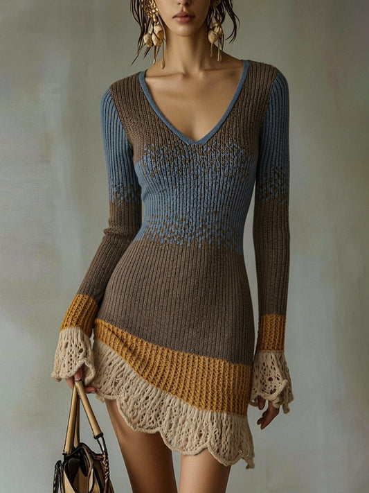 Micaela | Minivestido de Punto con Volantes de Encaje
