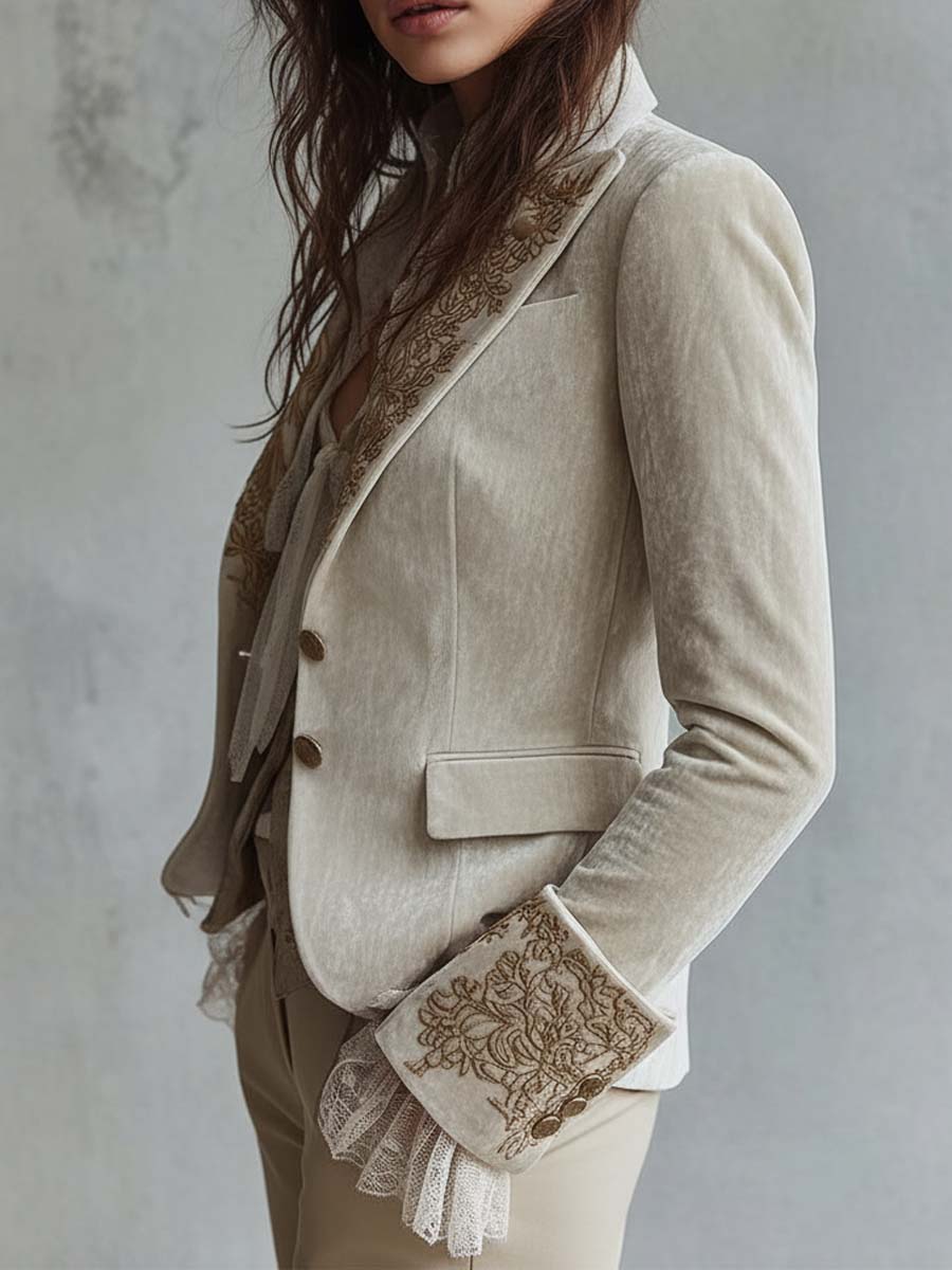 Blazer Sastre Marfil Bordado