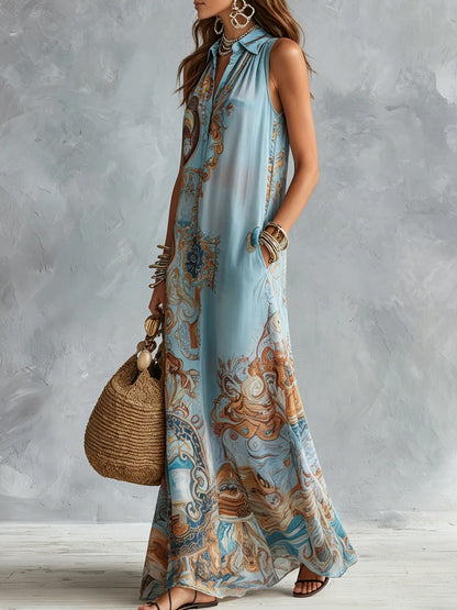 Donatella | Maxi Chemisier con Estampa Barroca