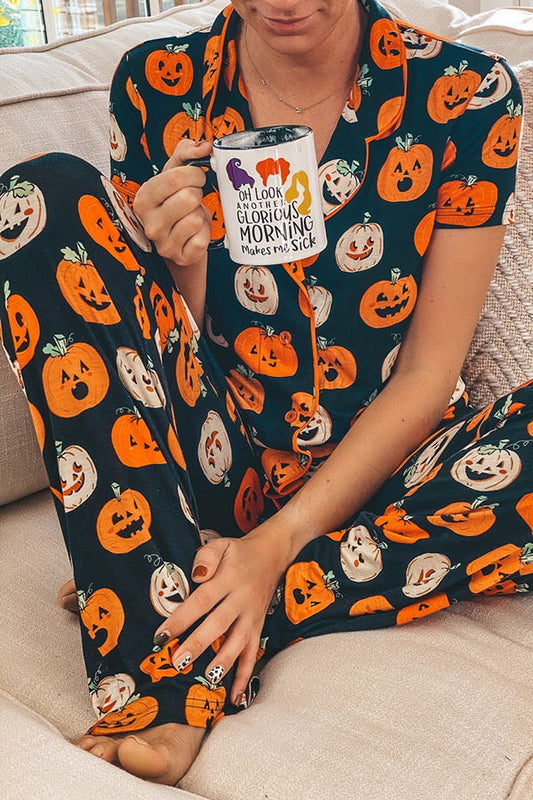 Fun for Fall Halloween Print Lounge Button Shirt and Pants Set - conjunto de mujer | Chloe Bennett