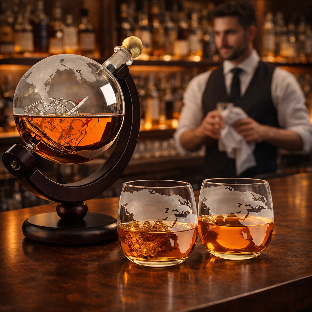 Decantador de Whisky – Edición Mapa del Mundo - moda de mujer, detalle | Chloe Bennett