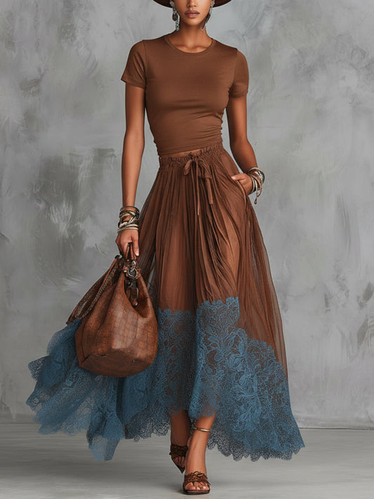 Conjunto de Falda Marrón 1