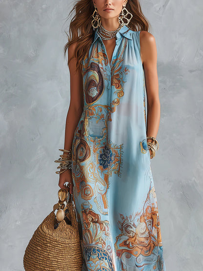 Donatella | Maxi Chemisier con Estampa Barroca