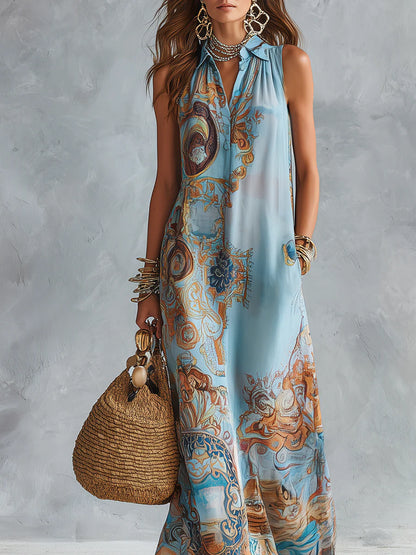 Donatella | Maxi Chemisier con Estampa Barroca