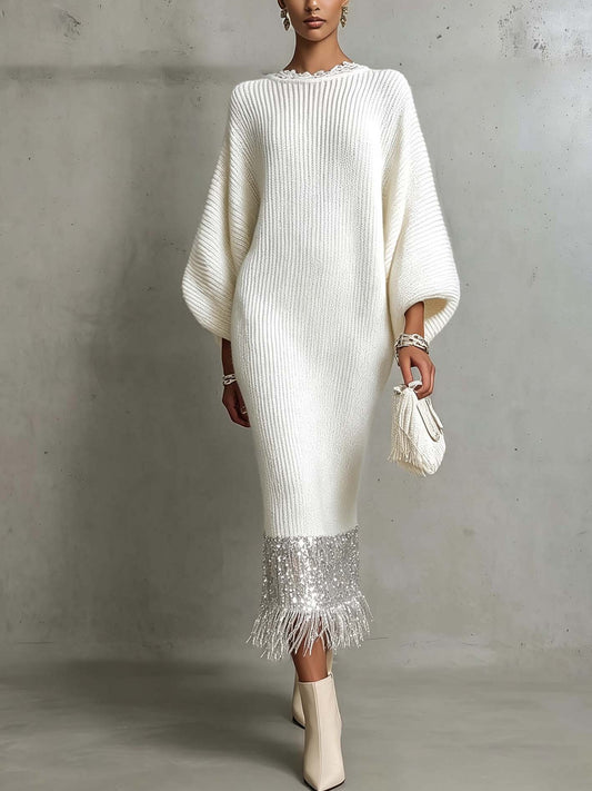 Rosalía | Vestido Punto Marfil Lentejuelas 2026
