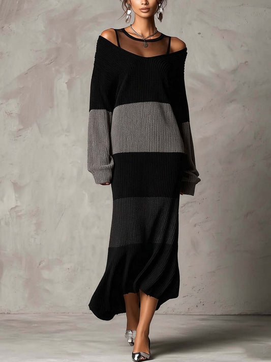 Ottavia | Vestido Punto Negro y Gris 2026