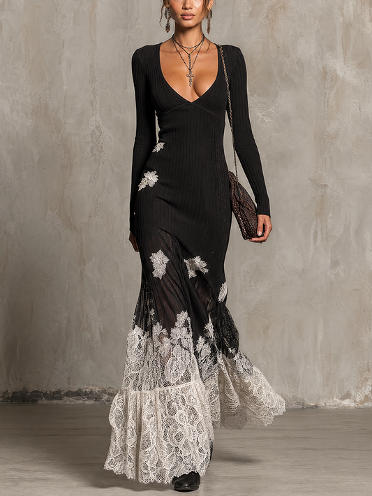 Nuria | Vestido Sirena Negro y Marfil 2026