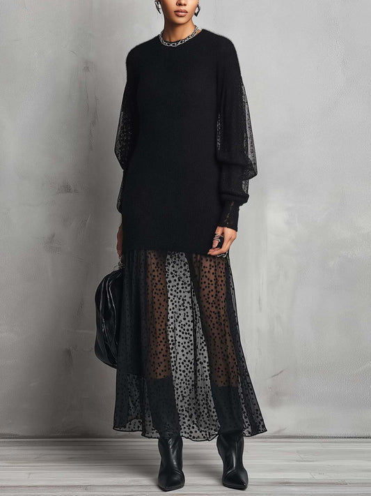 Antonella | Vestido Punto Negro Lunares 2026