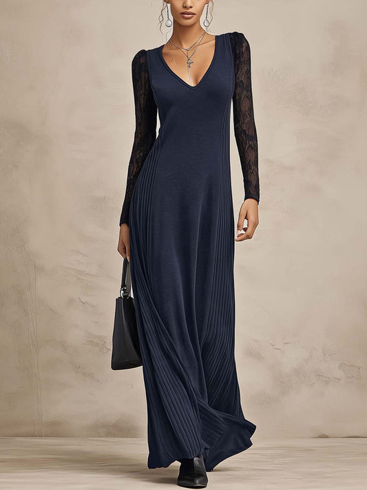 Valentina | Vestido Maxi Acanalado Azul Marino 2026