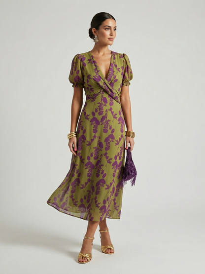 Carla | Vestido Midi Floral Relajado - vestido de mujer, vista principal | Chloe Bennett
