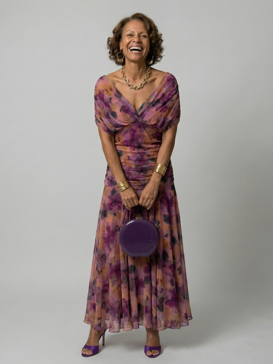 Liliana | Vestido Midi Fluido Off Shoulder - vestido de mujer, vista principal | Chloe Bennett