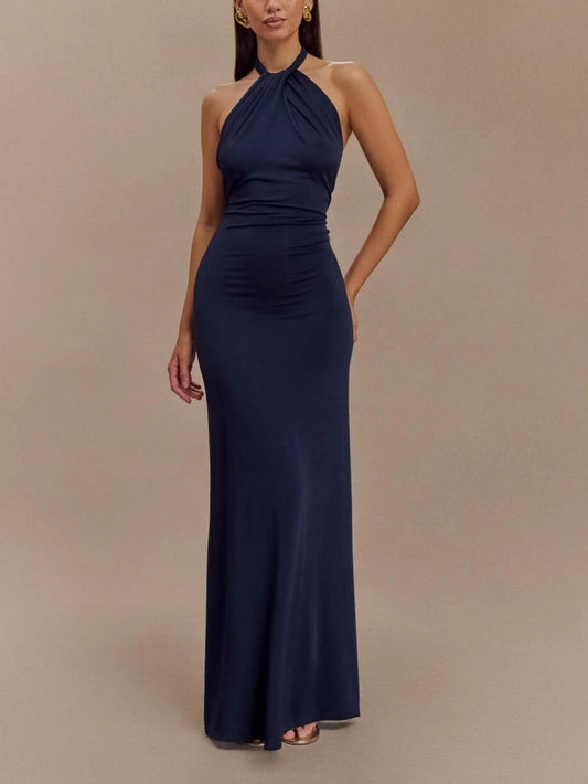 Celeste | Vestido Halter Azul Marino 2026