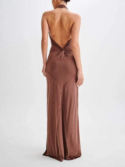 Inés | Vestido Halter Marrón 2026