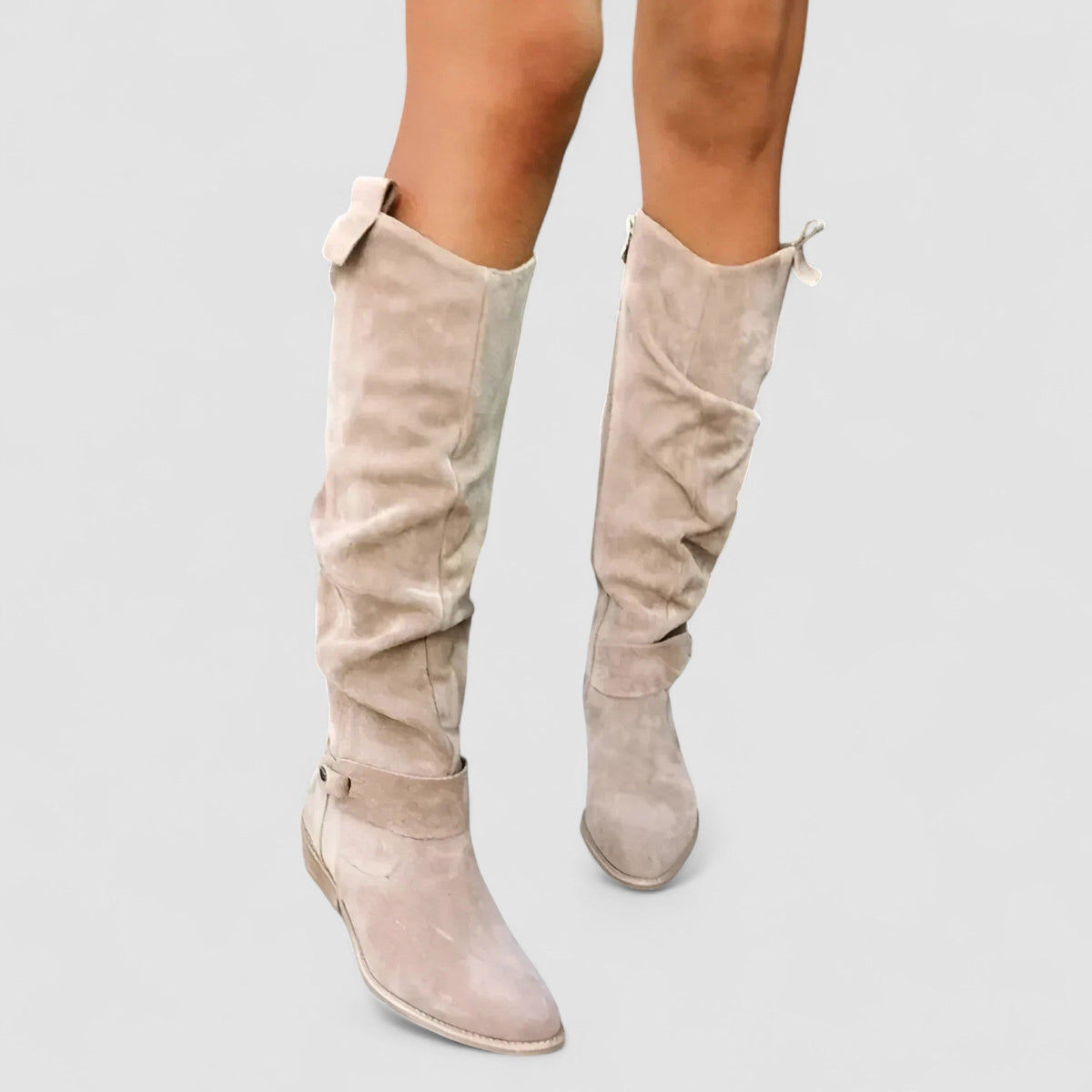 Nora | Bota Alta de Ante hasta la Rodilla - calzado de mujer, vista frontal | Chloe Bennett