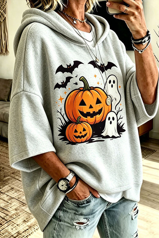 Halloween Pumpkin Graphic Oversized Hoodie - chaqueta de mujer, vista principal | Chloe Bennett