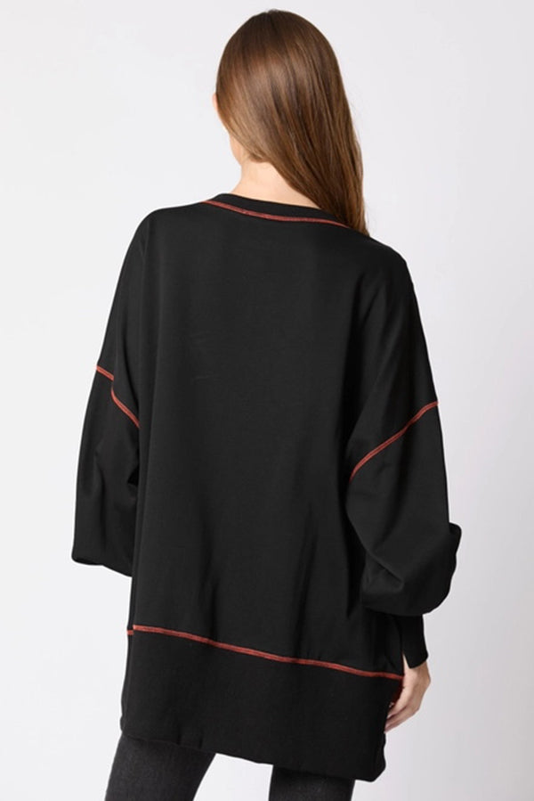Halloween Ghost Sequin Loose Casual Sweatshirt - moda halloween, modelo luciendo la prenda | Chloe Bennett