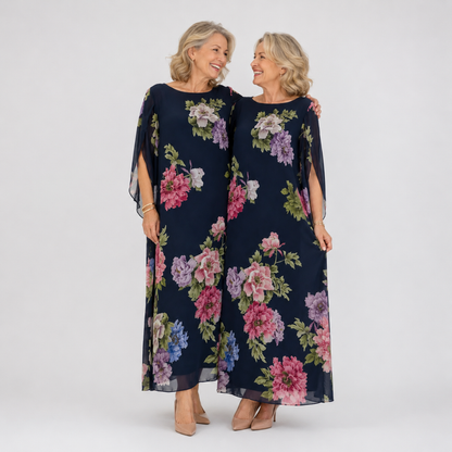 Margherita | Maxi Vestido Midnight Bloom - vestido de mujer, vista frontal | Chloe Bennett