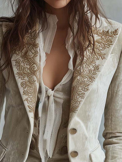 Blazer Sastre Marfil Bordado