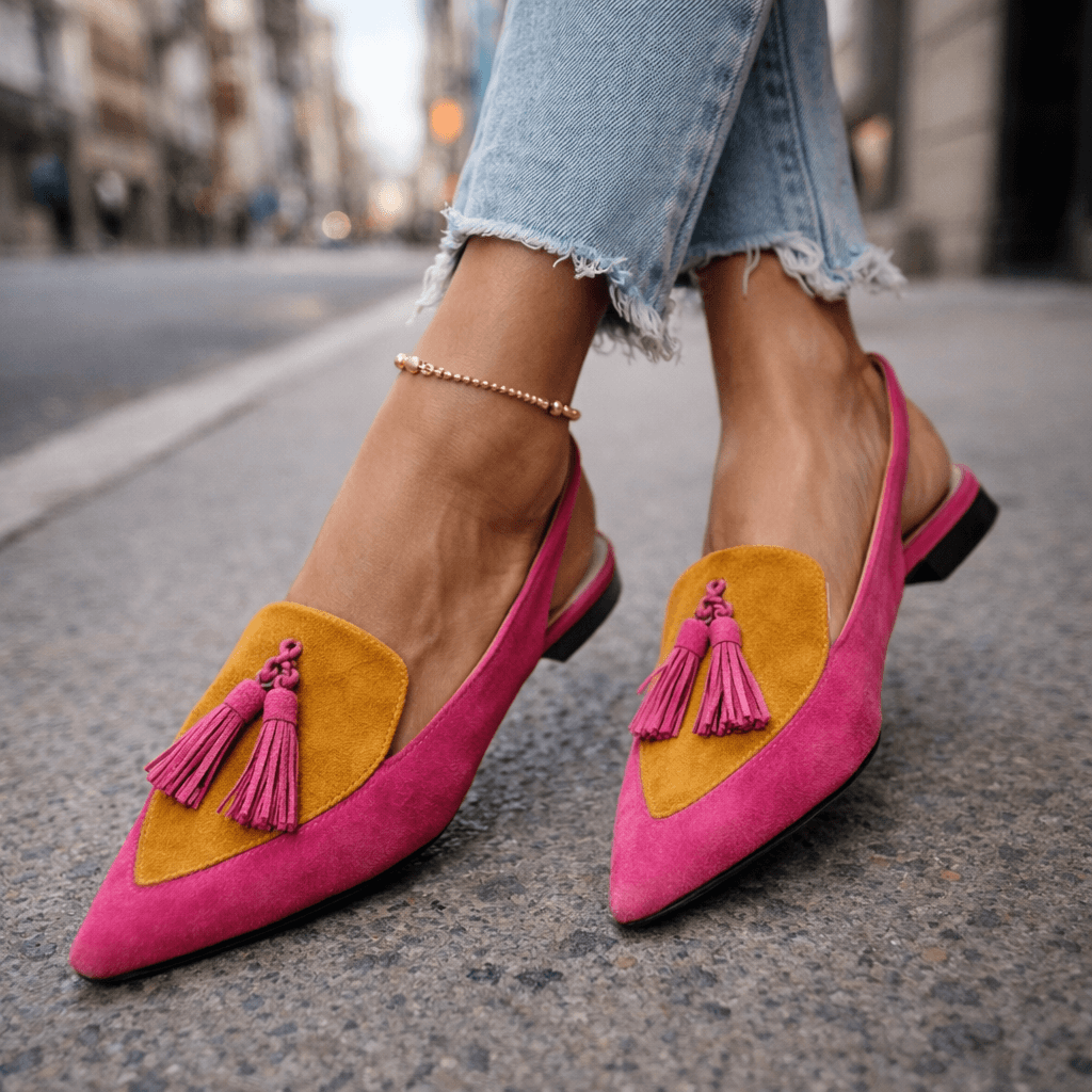 Elena | Sandalias con Correas y Flecos - calzado de mujer, detalle de tejido | Chloe Bennett