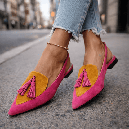 Elena | Sandalias con Correas y Flecos - calzado de mujer, detalle de tejido | Chloe Bennett