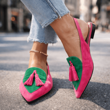 Elena | Sandalias con Correas y Flecos - calzado de mujer, vista frontal | Chloe Bennett