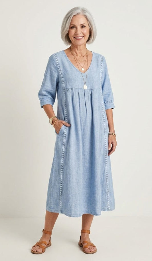 Carmela | Vestido Maxi A-Line Elegante - vestido de mujer, vista principal | Chloe Bennett