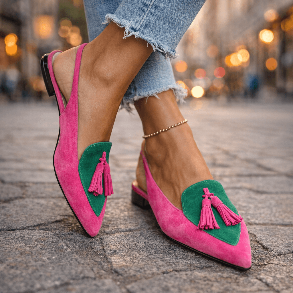 Elena | Sandalias con Correas y Flecos - calzado de mujer, vista trasera | Chloe Bennett