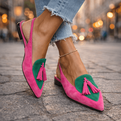 Elena | Sandalias con Correas y Flecos - calzado de mujer, vista trasera | Chloe Bennett