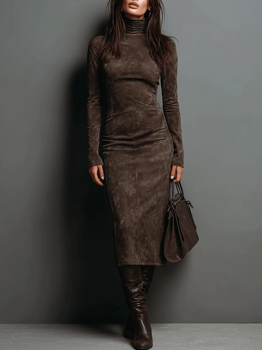 Lorène | Vestido midi efecto ante