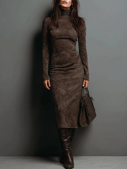 Lorène | Vestido midi efecto ante