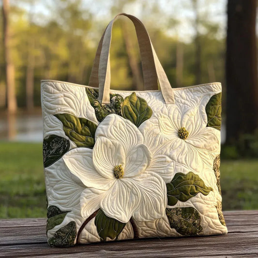 Bolso Artesanal Acolchado - Lirios Blancos Elegantes - bolso de mujer, vista principal | Chloe Bennett