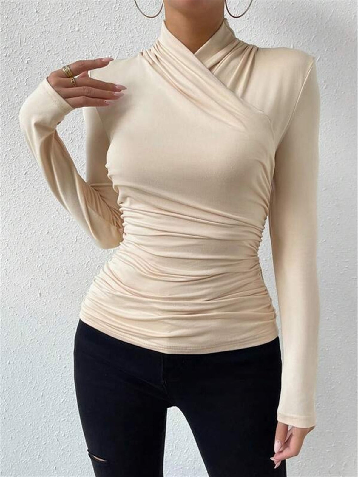 Dunia | Camiseta con Cuello Cruzado y Fruncido