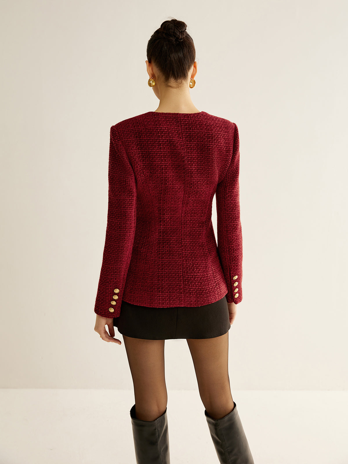 Adelaida | Blazer de Tweed con Botones y Abertura