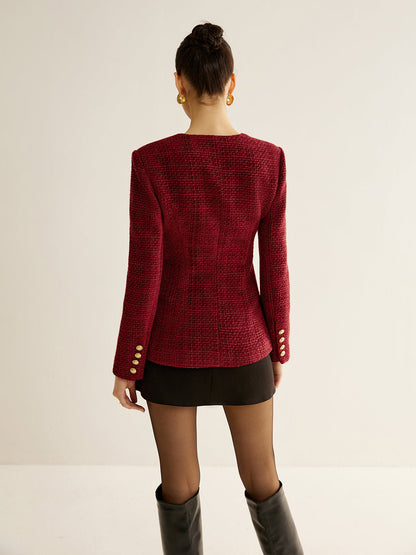 Adelaida | Blazer de Tweed con Botones y Abertura