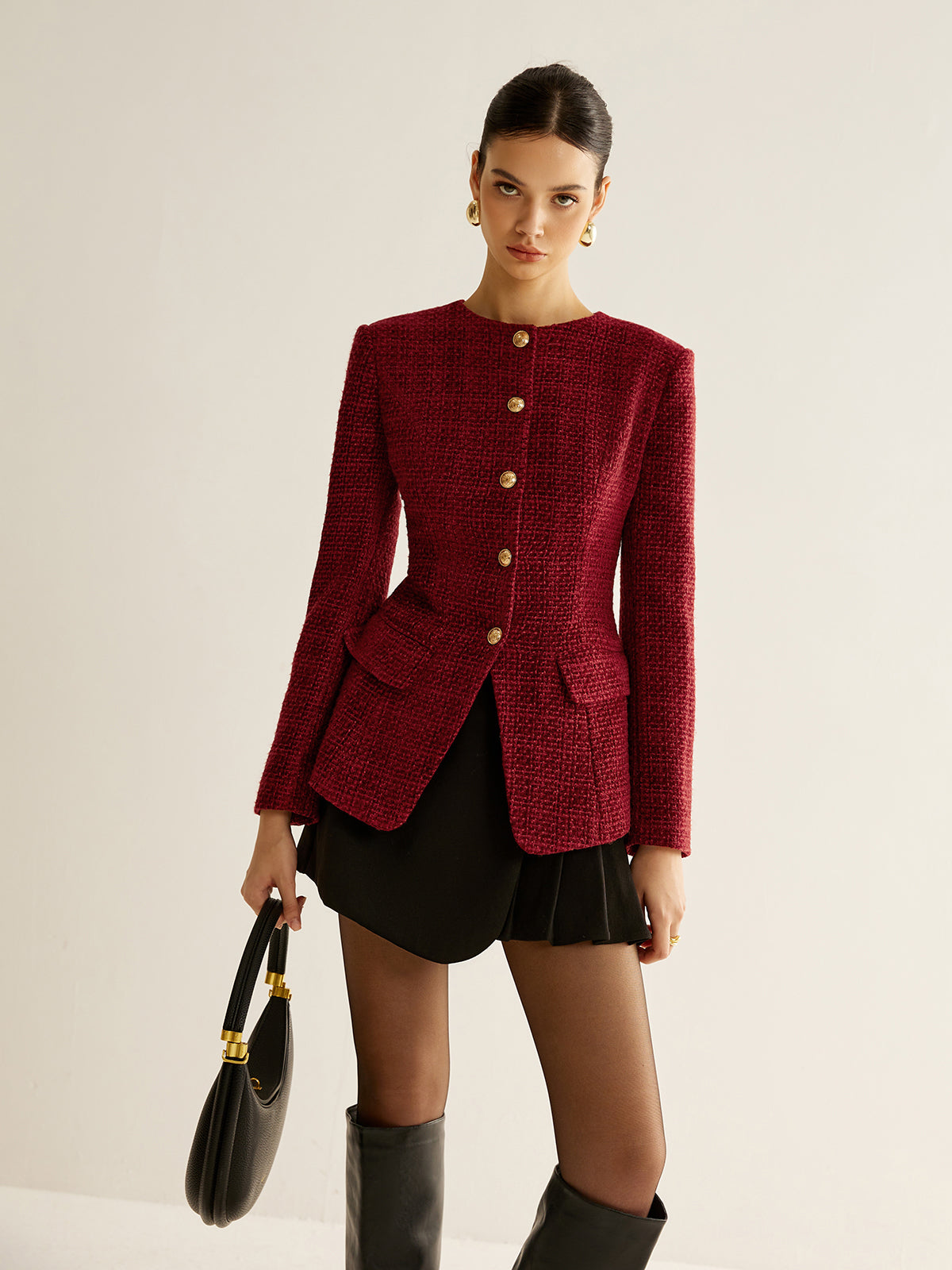 Adelaida | Blazer de Tweed con Botones y Abertura
