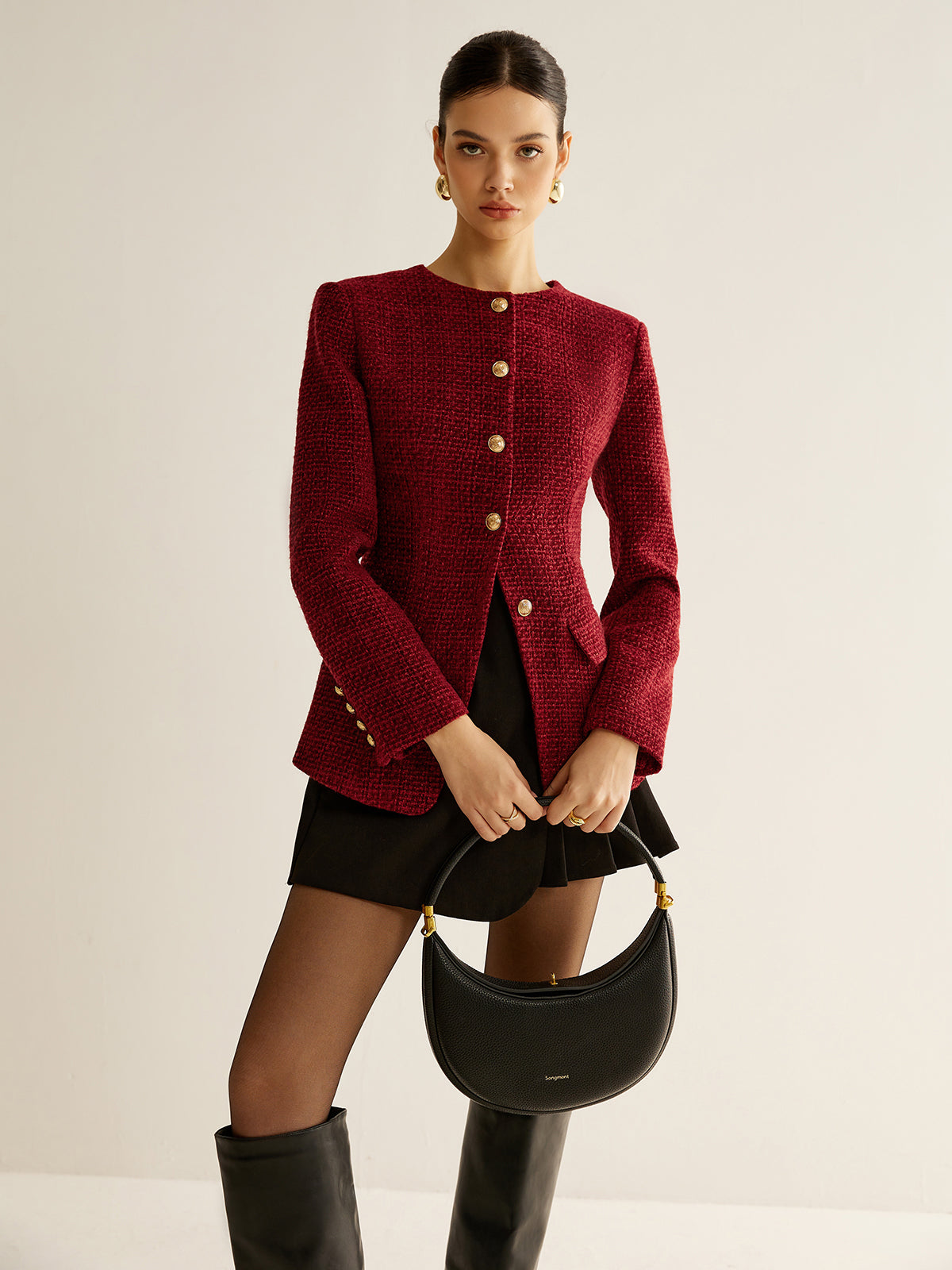 Adelaida | Blazer de Tweed con Botones y Abertura