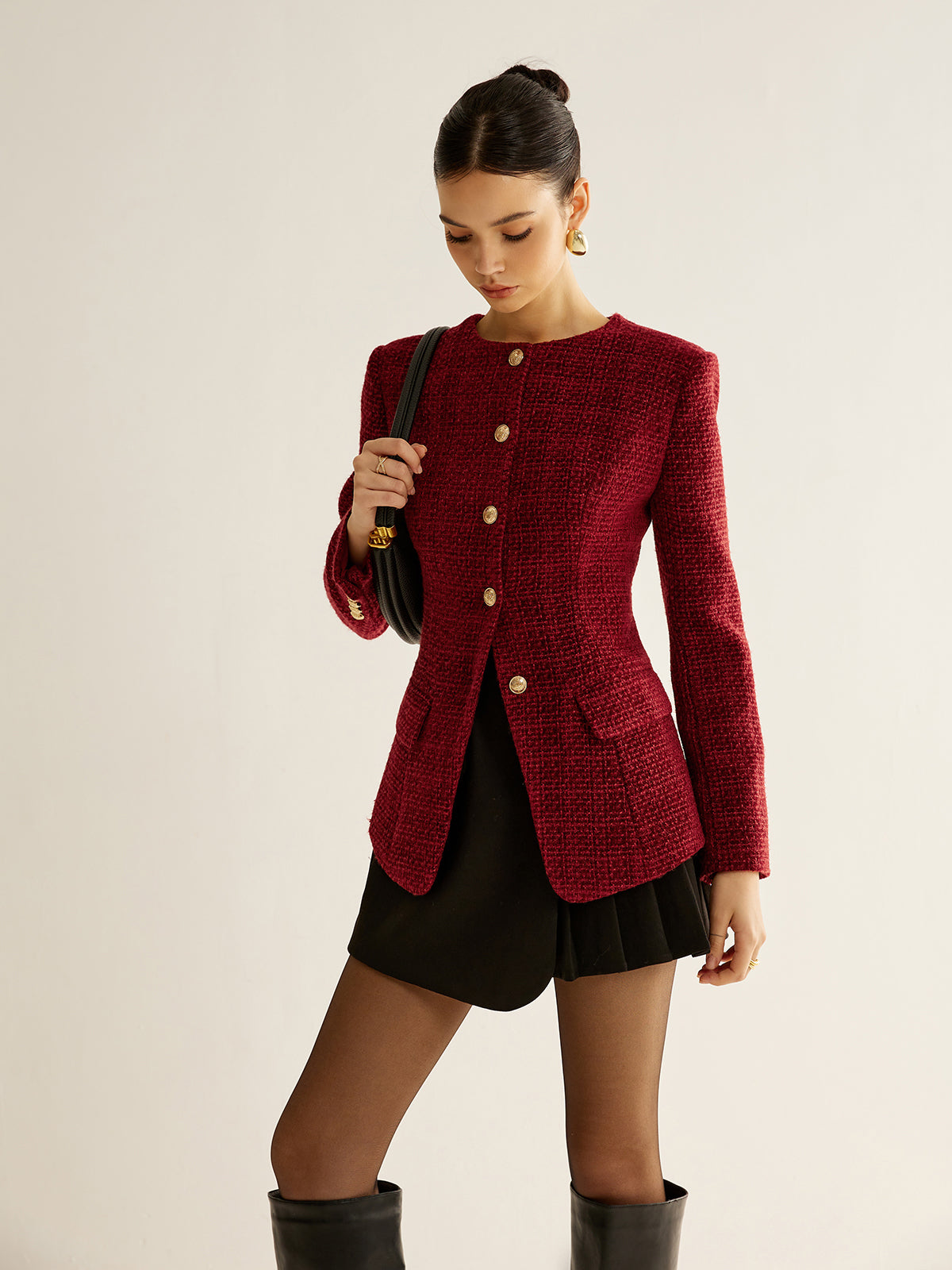 Adelaida | Blazer de Tweed con Botones y Abertura