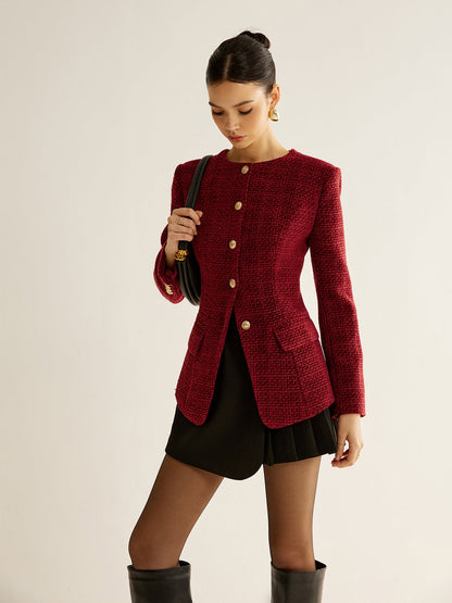 Adelaida | Blazer de Tweed con Botones y Abertura