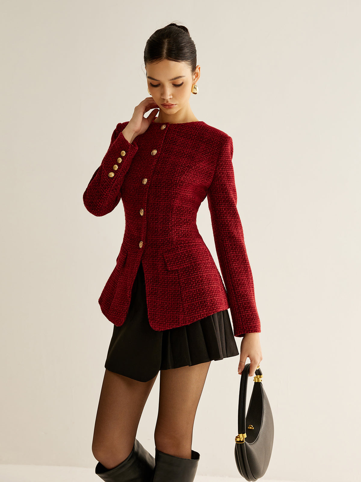 Adelaida | Blazer de Tweed con Botones y Abertura