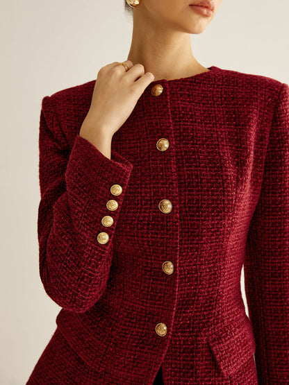 Adelaida | Blazer de Tweed con Botones y Abertura