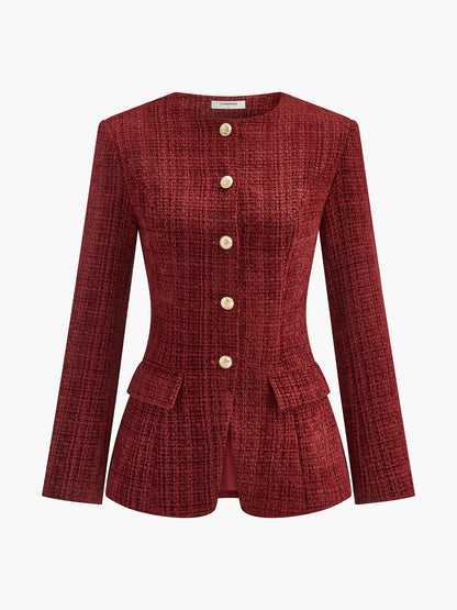 Adelaida | Blazer de Tweed con Botones y Abertura