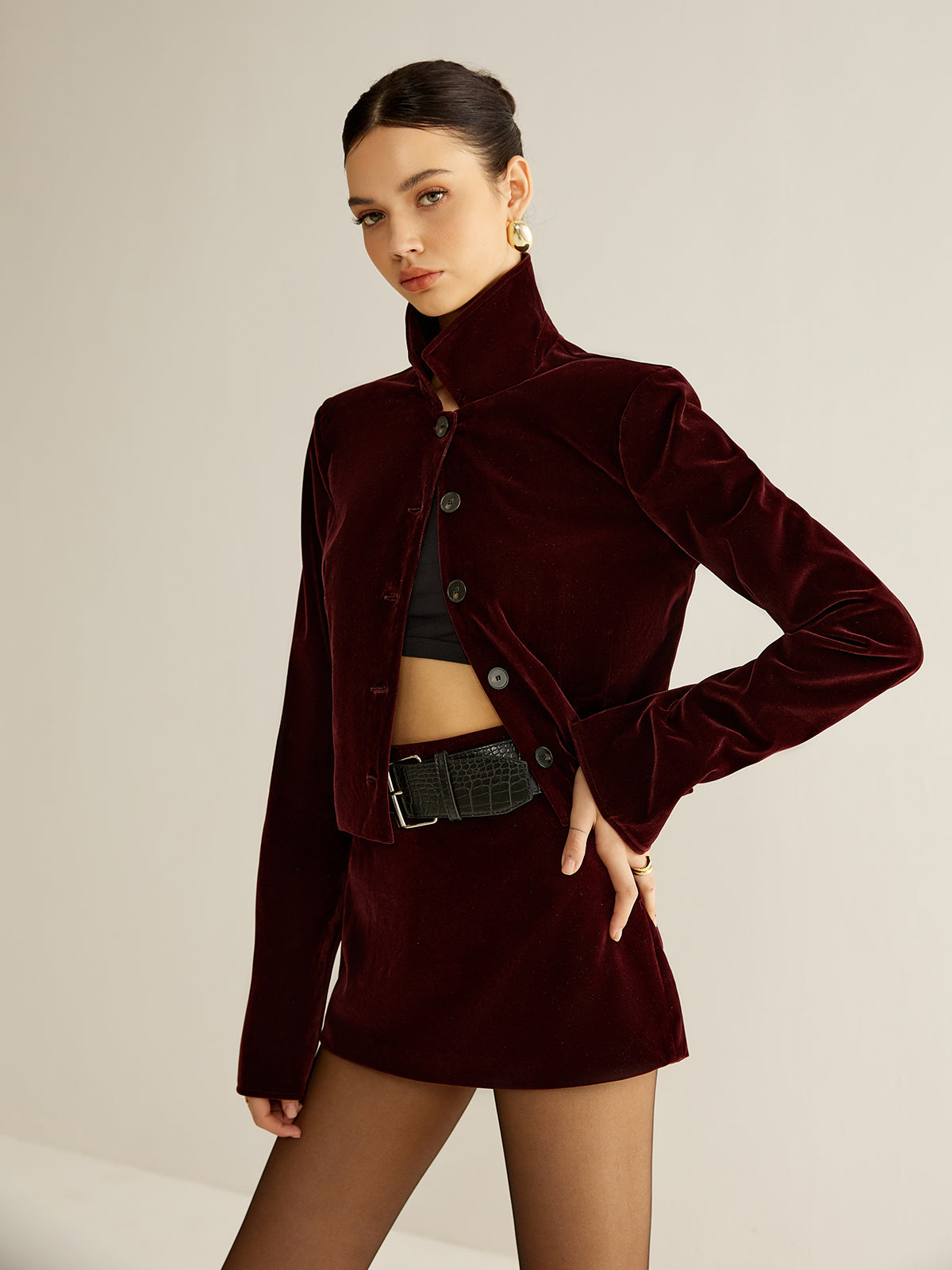 Casilda | Blazer Corto de Terciopelo